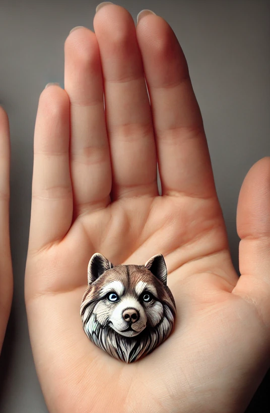a person's hand with a pair of wolf head rings on it