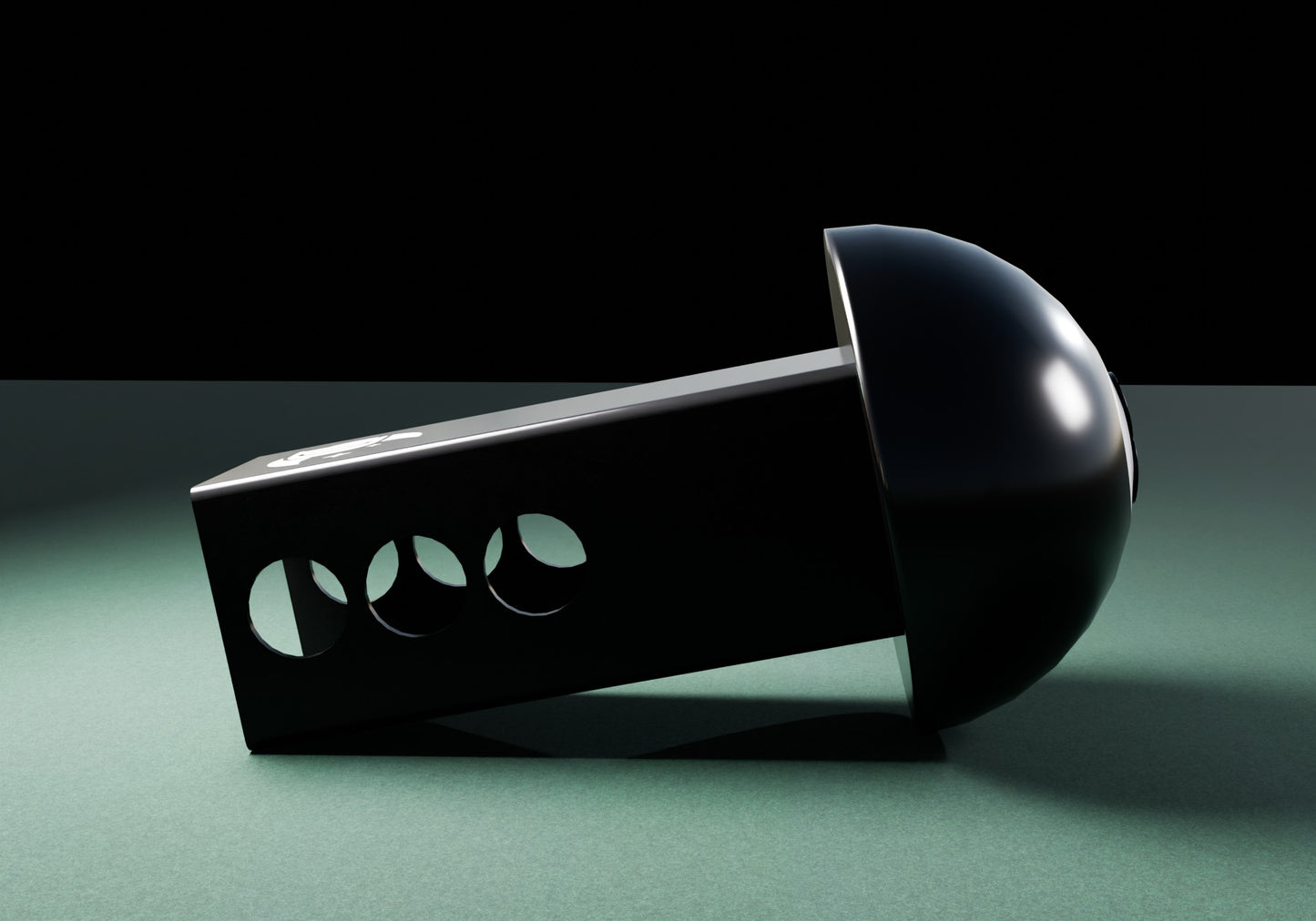 a close up of a black object on a table