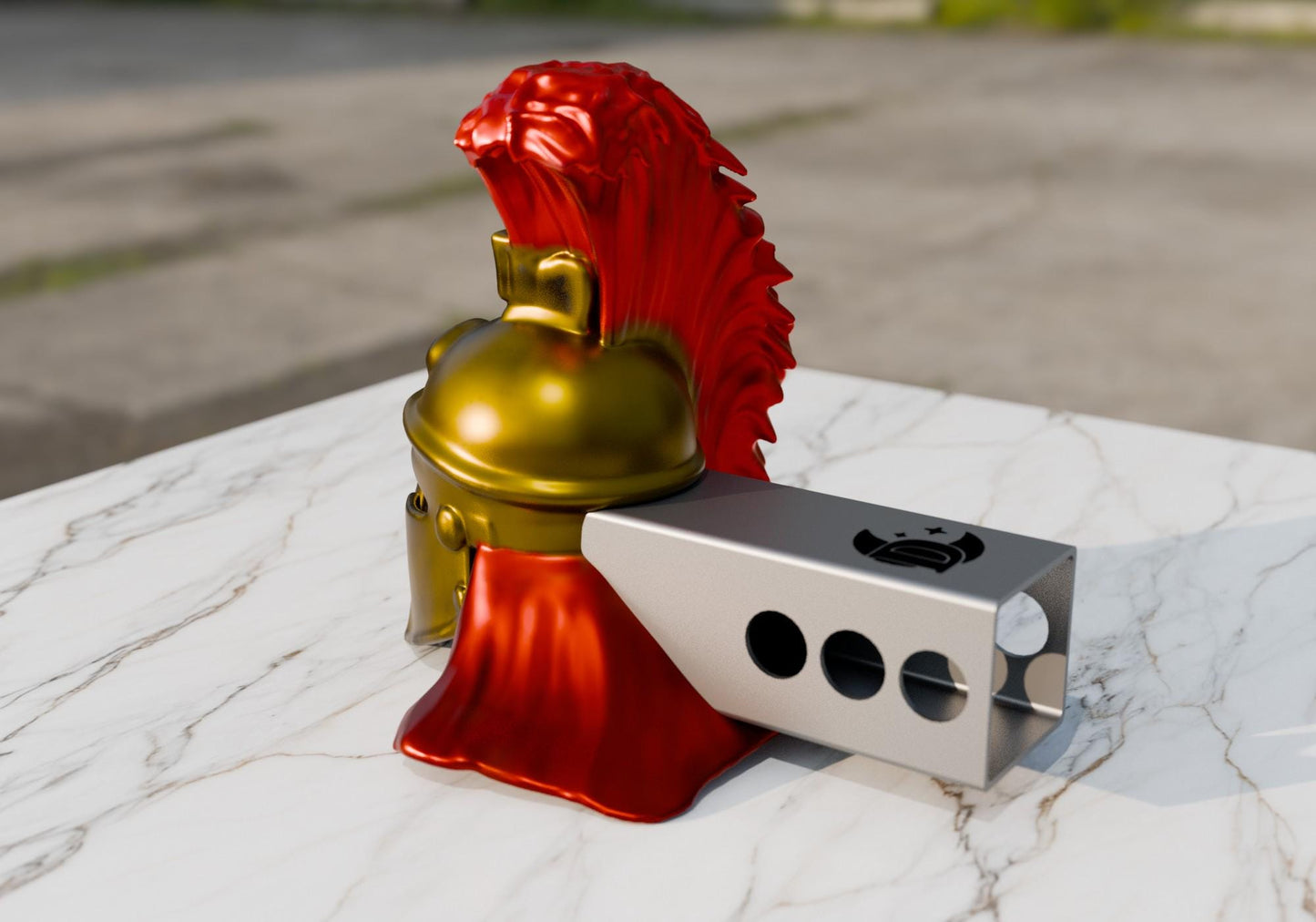 Roman Warrior Helmet Hitch Cover – Hand-Painted 3D Print for 2" Receiver | Truck & SUV Hitch Plug