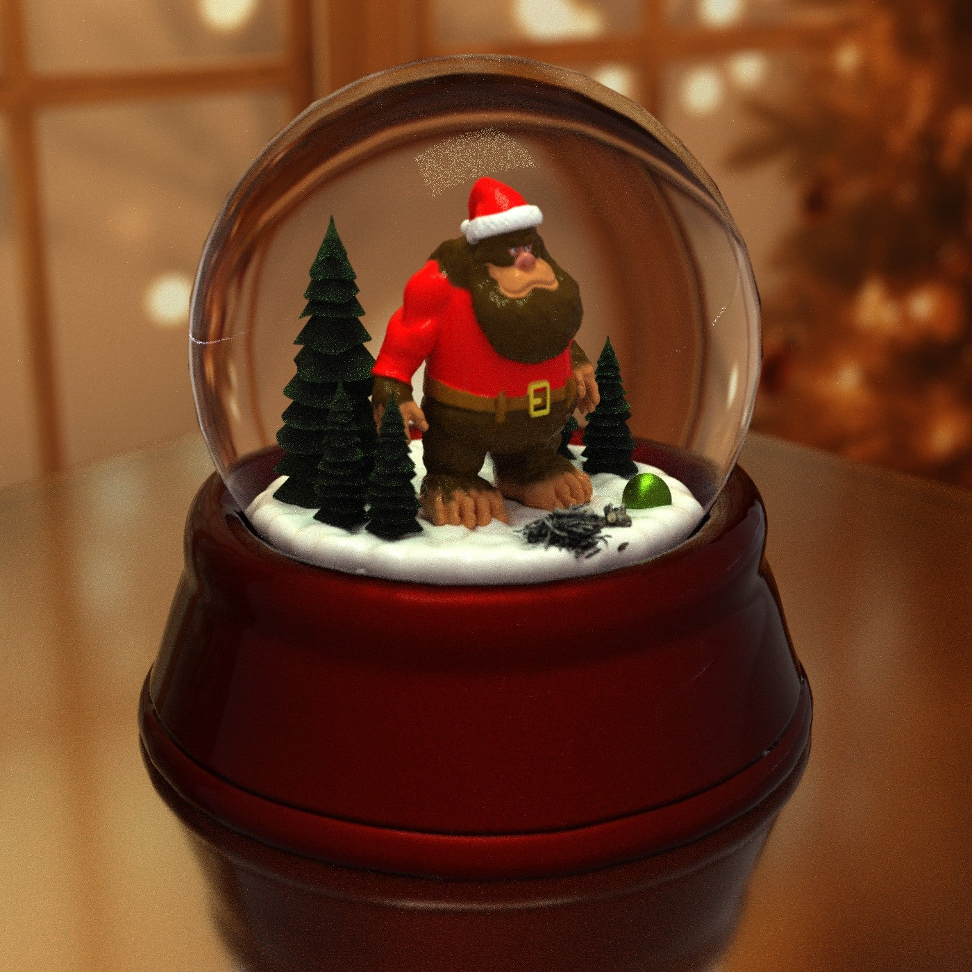 a snow globe with a bear inside of it