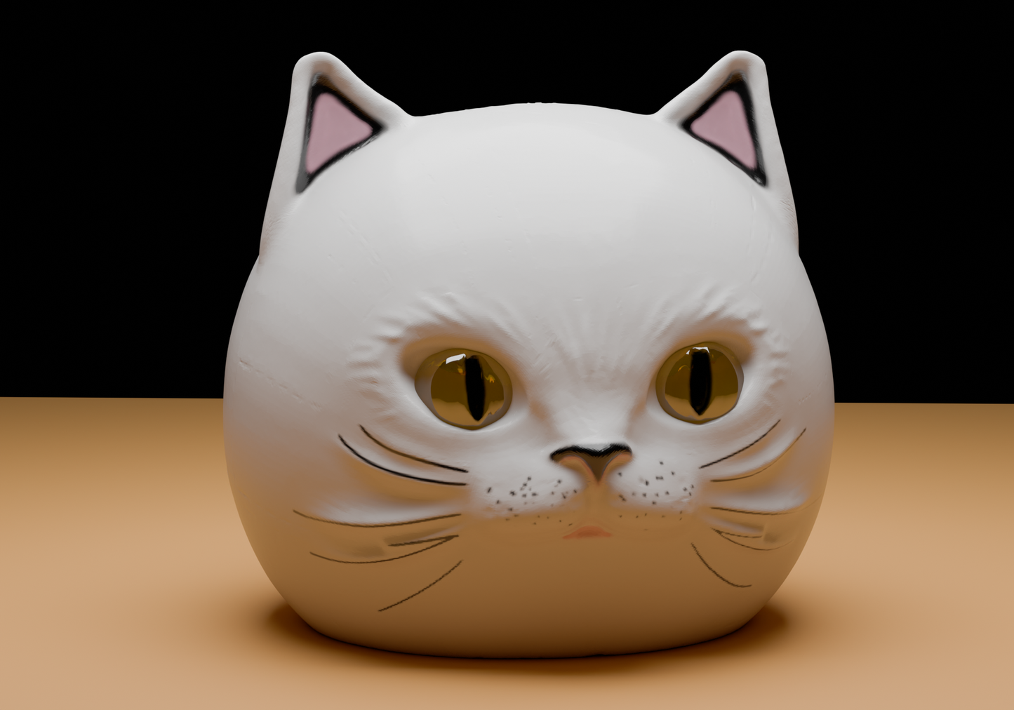 a close up of a cat head on a table