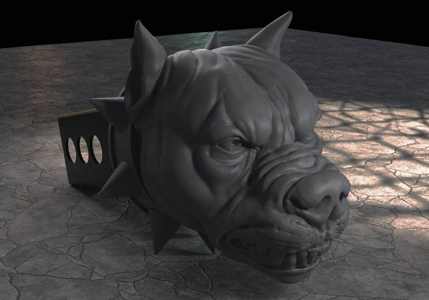 a 3d rendering of a rhinoceros head on a table