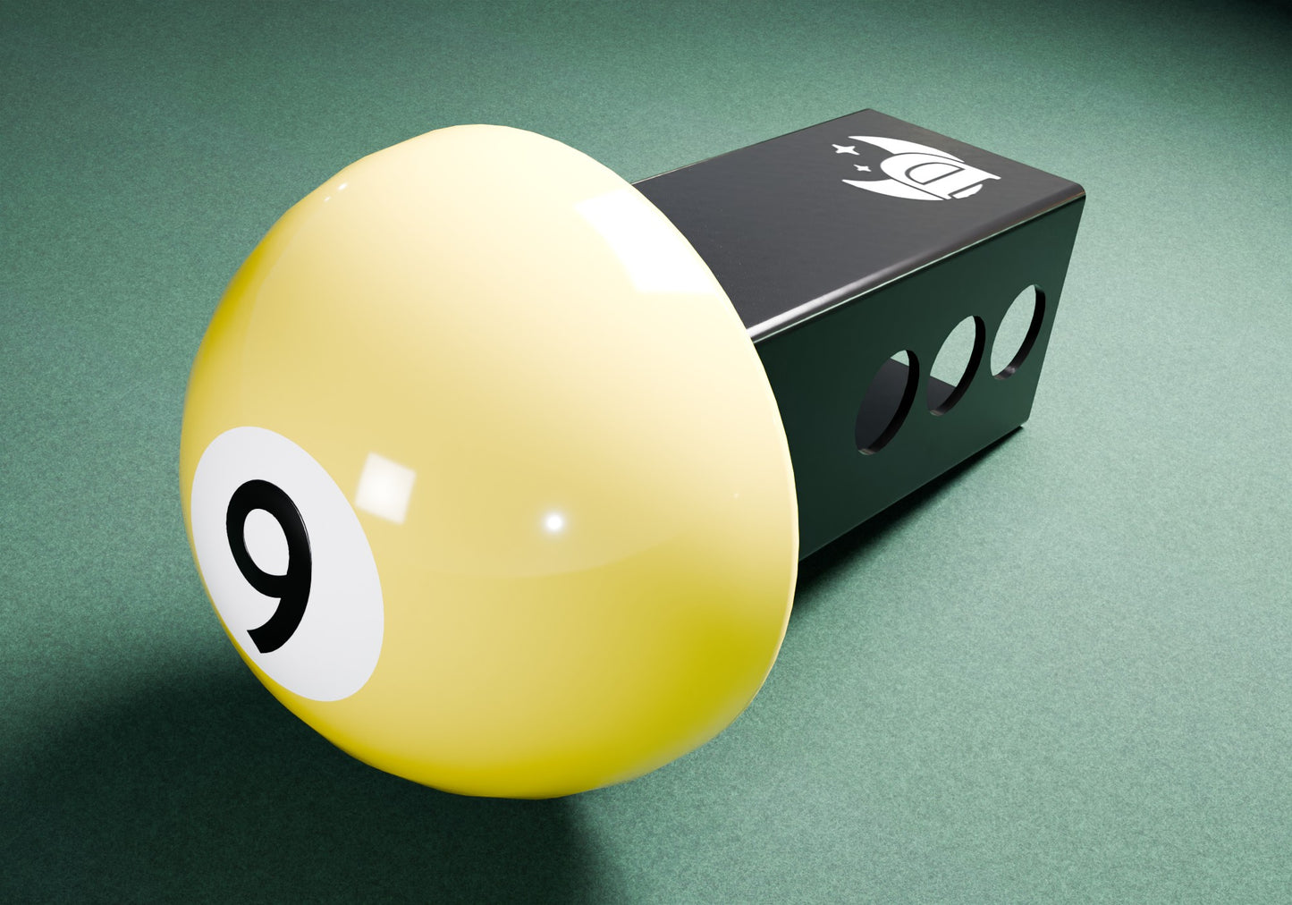 a yellow pool ball sitting on top of a green table