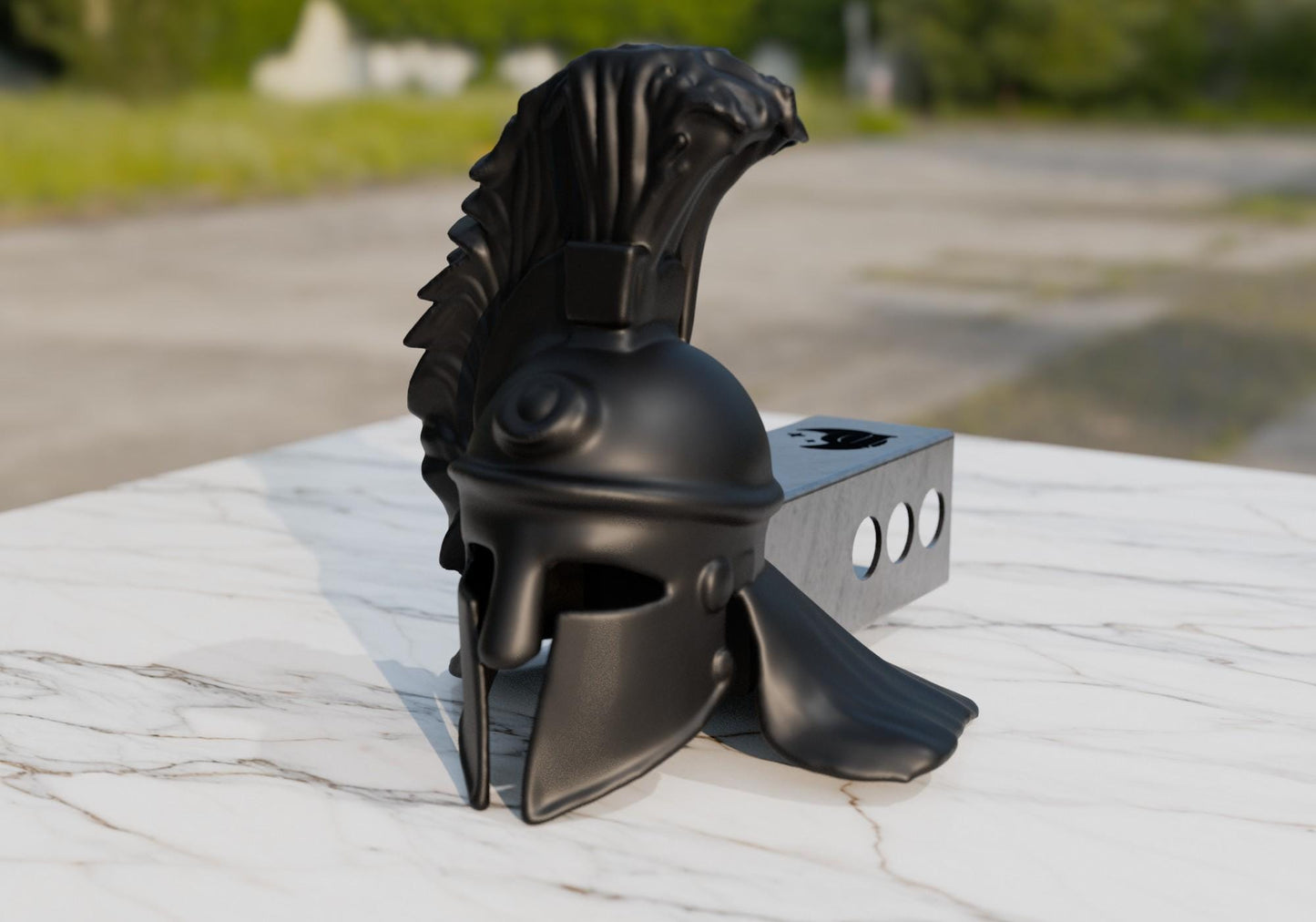 Roman Warrior Helmet Hitch Cover – Hand-Painted 3D Print for 2" Receiver | Truck & SUV Hitch Plug