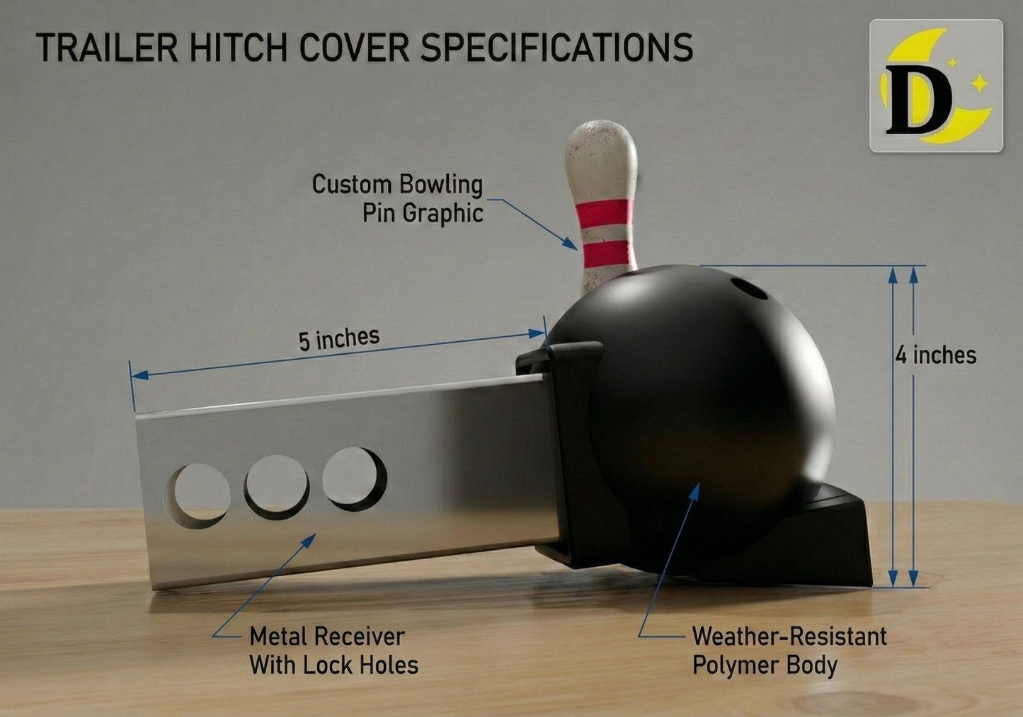 Custom Name Bowling Ball Hitch Cover for 2 Inch Receiver