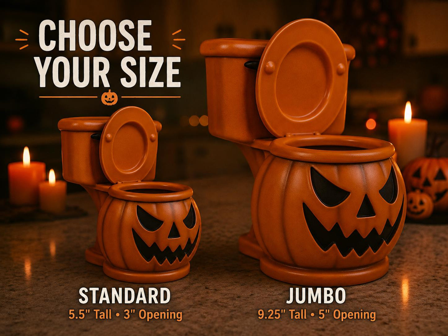 Halloween Toilet Bowl Pumpkin Candy Dish – Airbrushed Resin Jack-O’-Lantern Candy Holder – Spooky Fall Decor