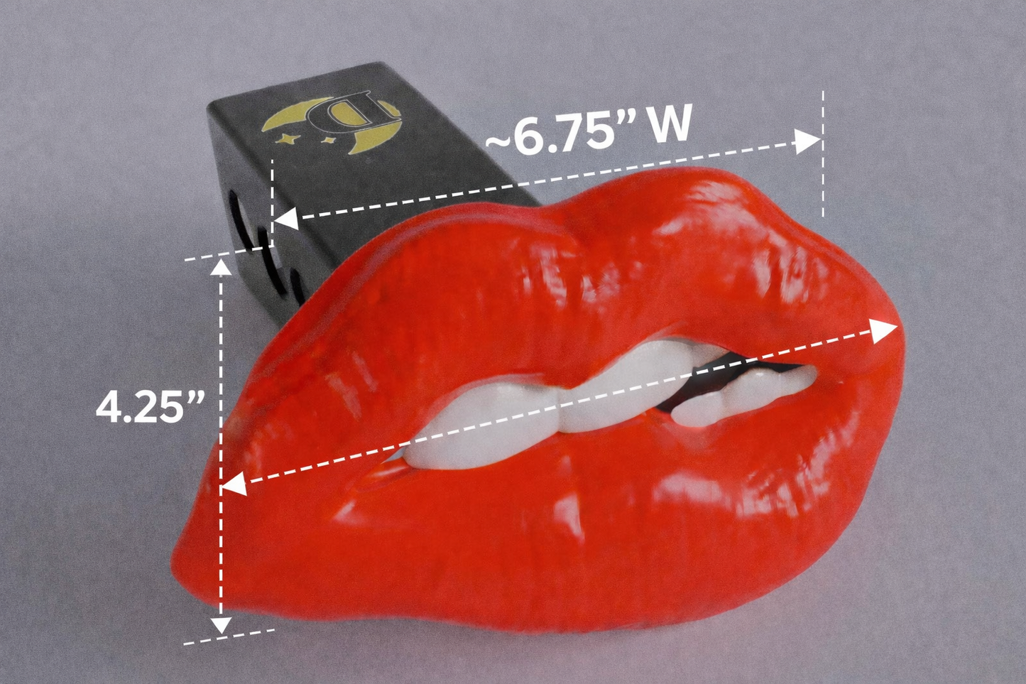 Full Red Lipstick Biting Lips Hitch Cover