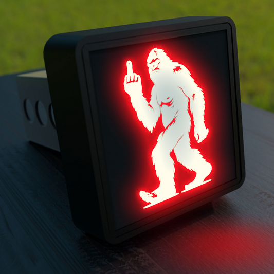 a sign with a picture of a bigfoot on it