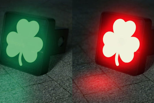 Dual Color Changing Clover Shamrock LED Hitch Cover - Third Brake Light