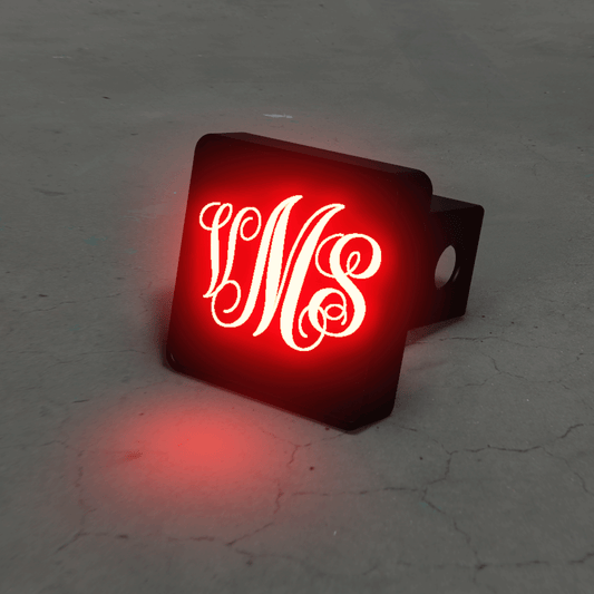 Custom Fancy Monogram LED Hitch Cover - Brake Light