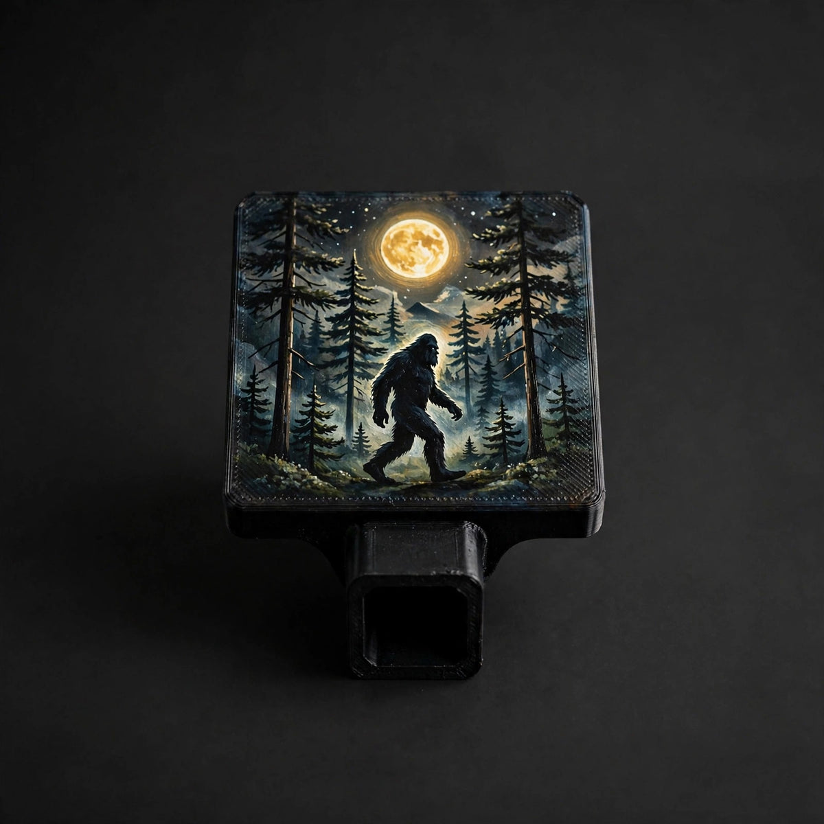 Bigfoot among pines under a full moon, Dreams2things hitch cover collection