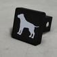 a black and white sign with a dog on it