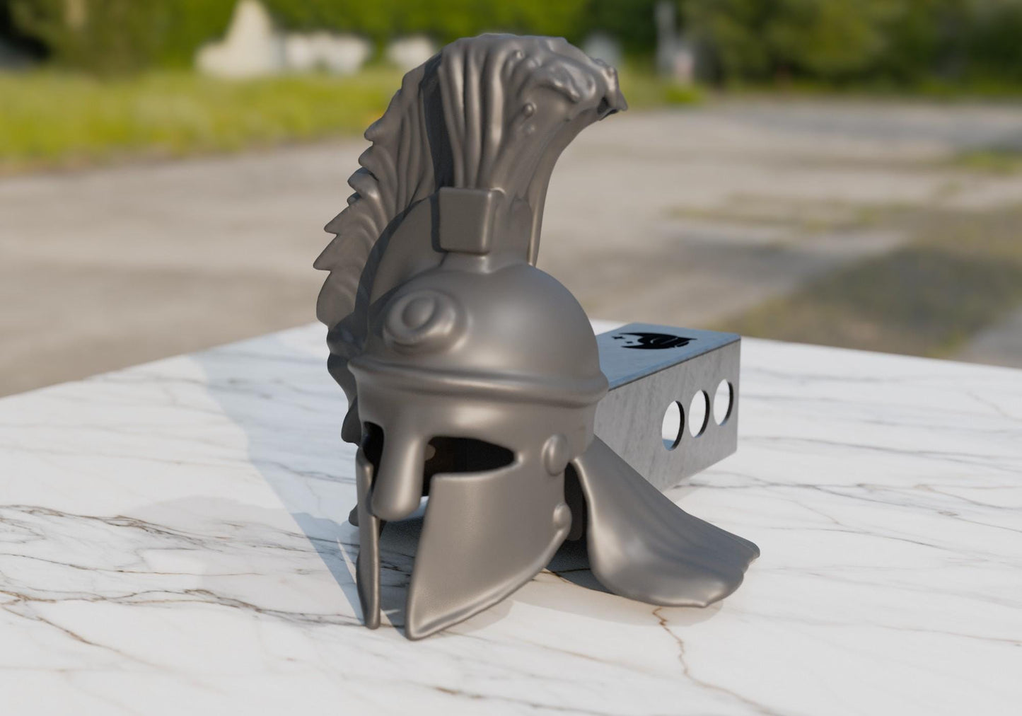 Roman Warrior Helmet Hitch Cover – Hand-Painted 3D Print for 2" Receiver | Truck & SUV Hitch Plug