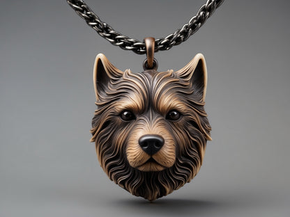 a necklace with a dog's face on it