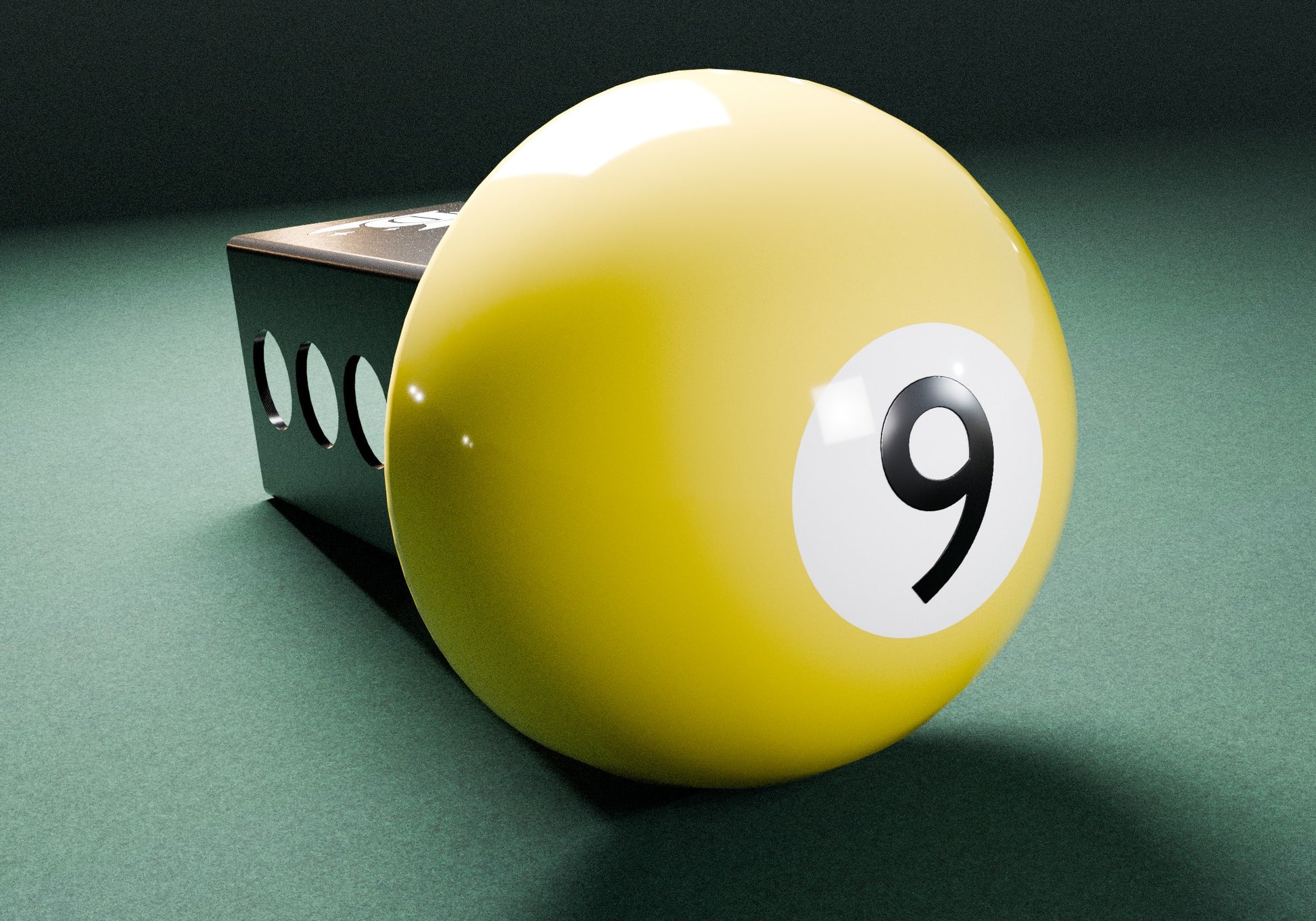 a yellow pool ball sitting on top of a green table