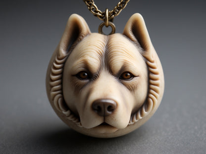 a dog's head is shown with a chain around it