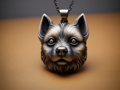 a necklace with a dog's face on it