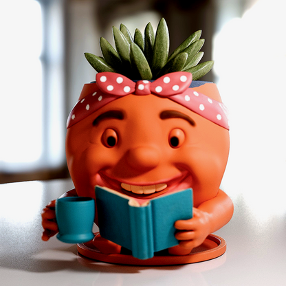 a ceramic figurine of a man reading a book