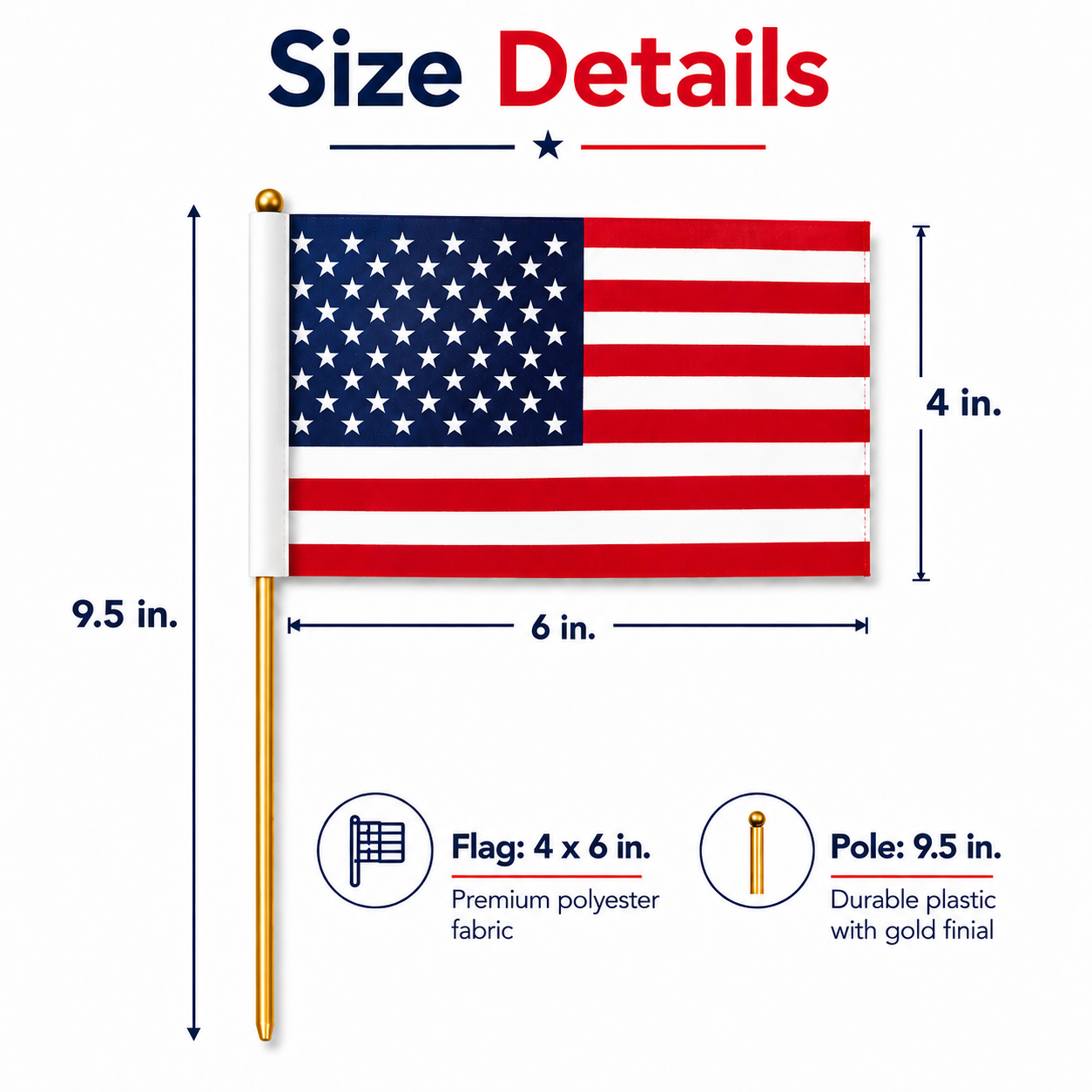 Mini 4"x6" USA Flag Hitch Cover Replacement 4-Pack
