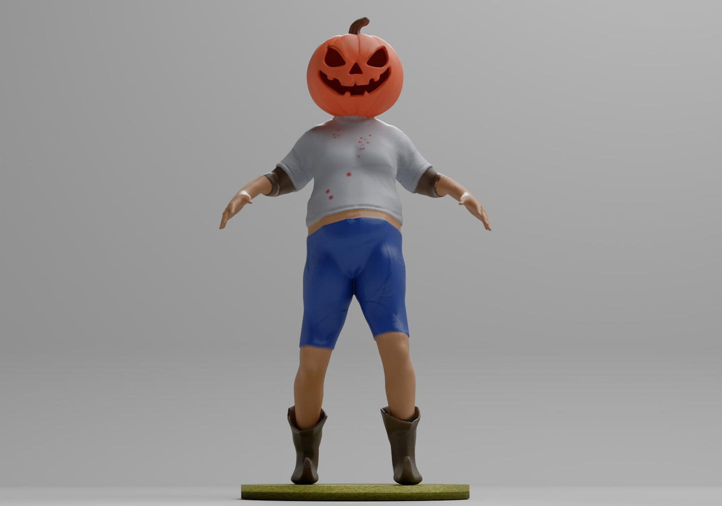 a statue of a man with a pumpkin on his head