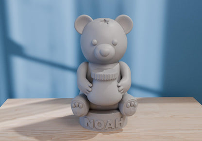 a white bear sitting on top of a wooden table
