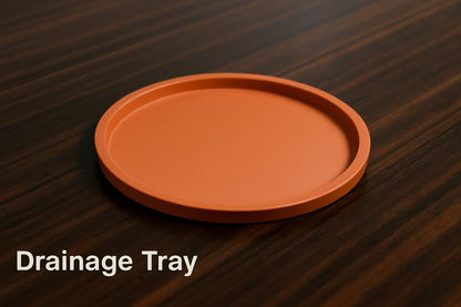 an orange tray sitting on top of a wooden table