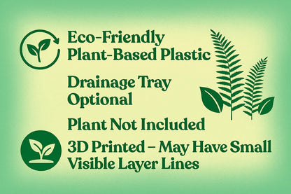 a picture of a plant with the words eco - friendly plant - based plastic drainage