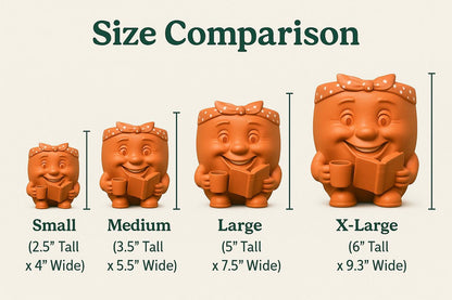 the size comparison of a little orange toy