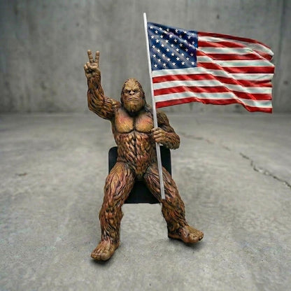 Bigfoot Peace Sign Hitch Cover with Waving American Flag – Patriotic Truck Accessory