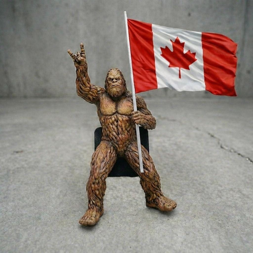 Bigfoot Rock On Hitch Cover with Waving Canadian Flag – Pride Truck Accessory