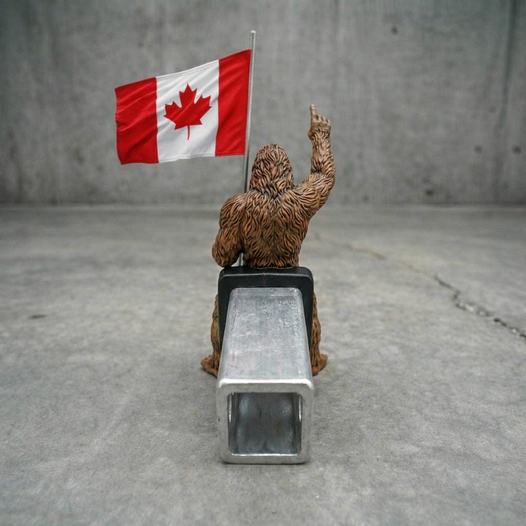Bigfoot Rock On Hitch Cover with Waving Canadian Flag – Pride Truck Accessory