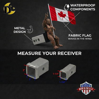 Bigfoot Rock On Hitch Cover with Waving Canadian Flag – Pride Truck Accessory