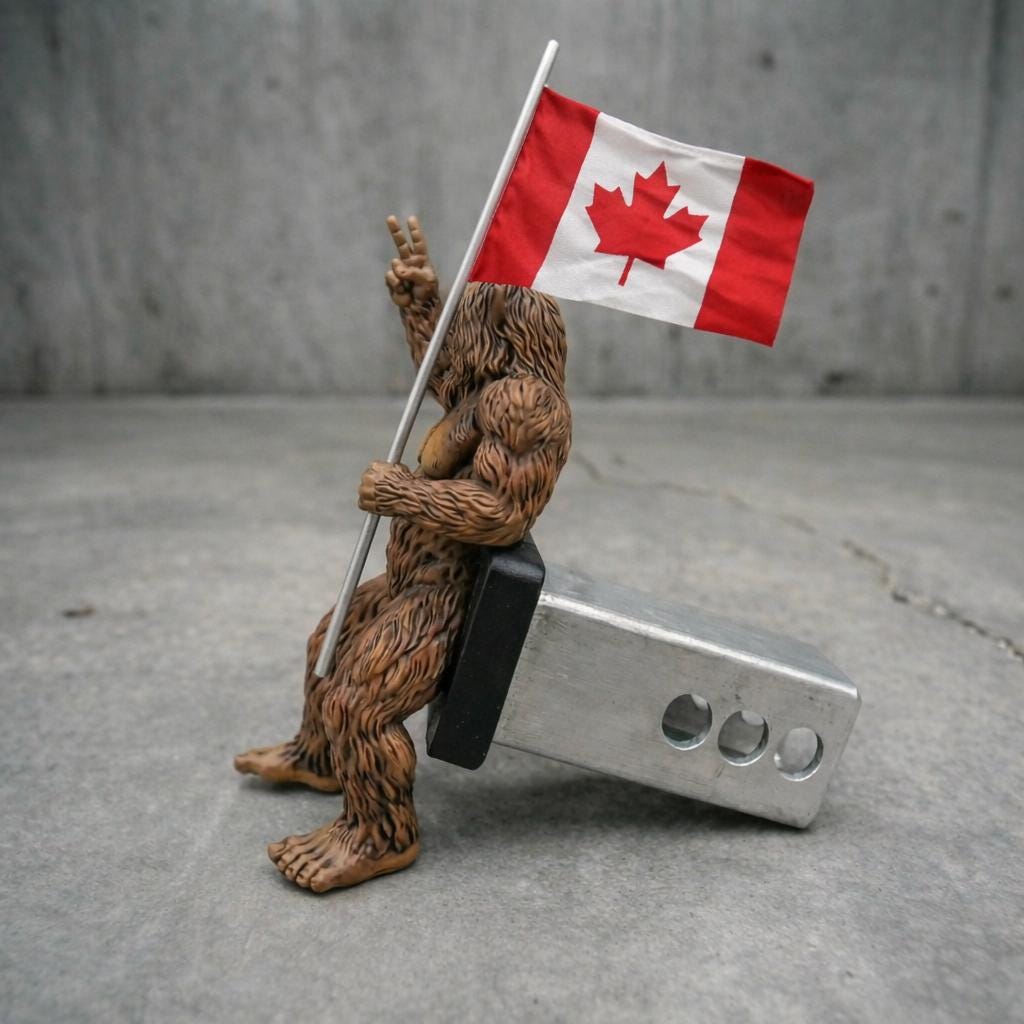 Bigfoot Peace Sign Hitch Cover with Waving Canadian Flag – Pride Truck Accessory