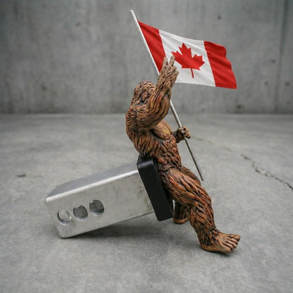 Bigfoot Peace Sign Hitch Cover with Waving Canadian Flag – Pride Truck Accessory