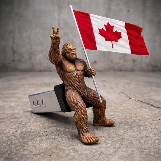 Bigfoot Peace Sign Hitch Cover with Waving Canadian Flag – Pride Truck Accessory