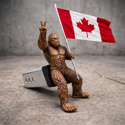 Bigfoot Peace Sign Hitch Cover with Waving Canadian Flag – Pride Truck Accessory
