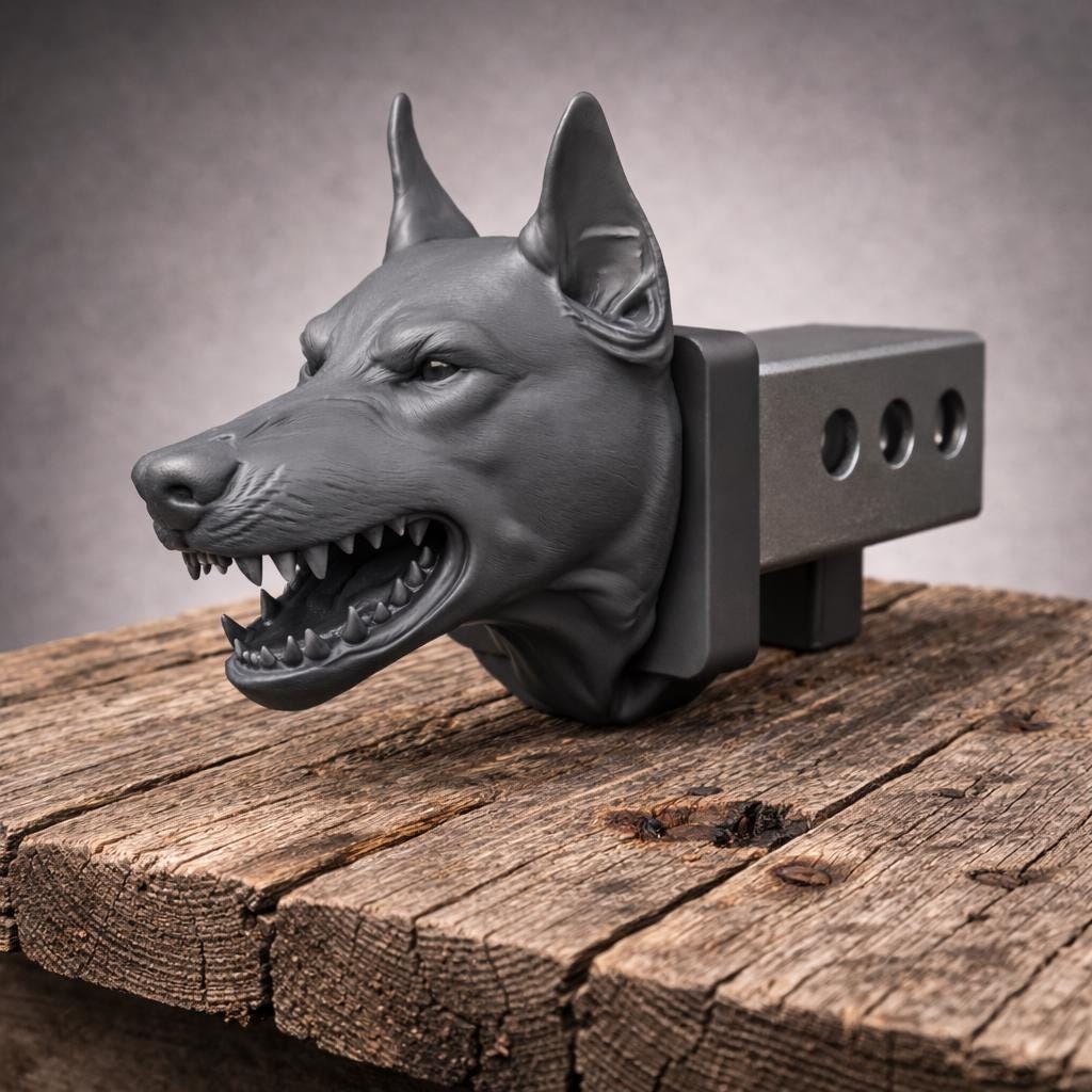 Vicious Doberman Hitch Cover - Guard Dog Truck Accessory