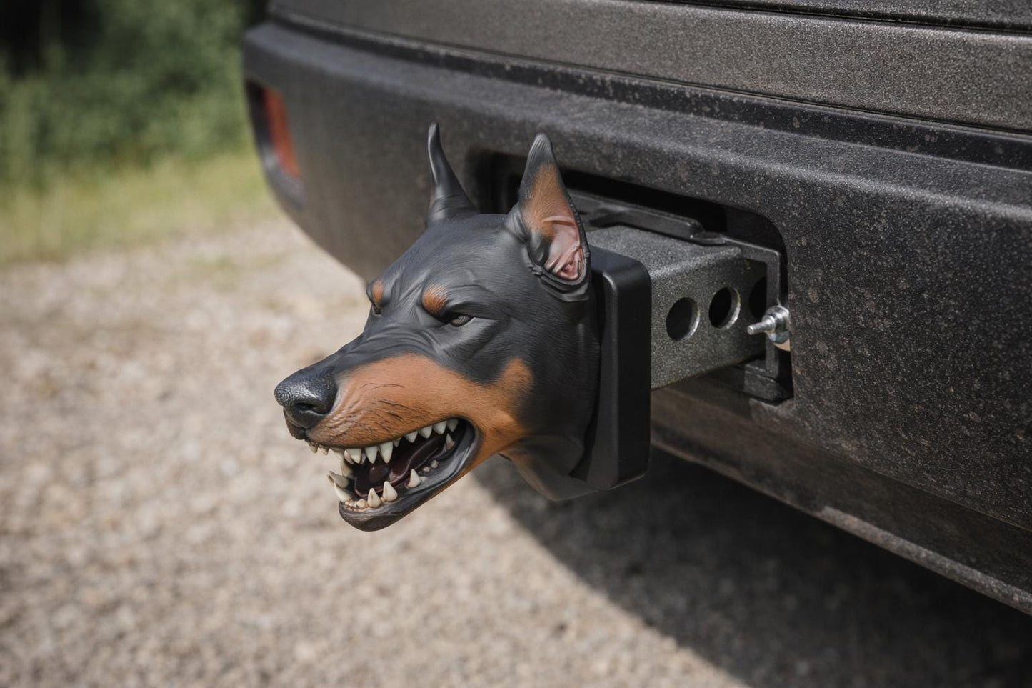 Vicious Doberman Hitch Cover - Guard Dog Truck Accessory