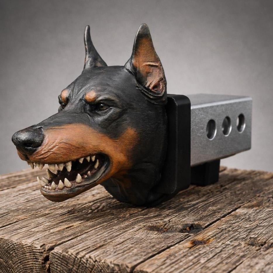 Vicious Doberman Hitch Cover - Guard Dog Truck Accessory