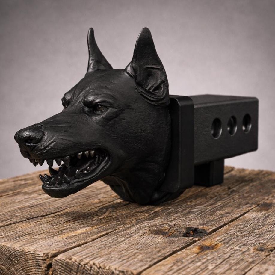 Vicious Doberman Hitch Cover - Guard Dog Truck Accessory
