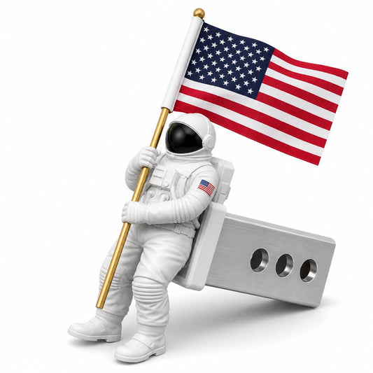 Astronaut Hitch Cover with Waving American Flag – Patriotic Space Truck Accessory