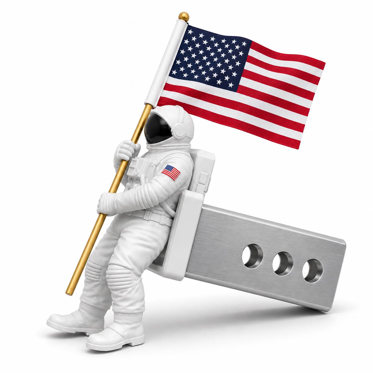 Astronaut Hitch Cover with Waving American Flag – Patriotic Space Truck Accessory