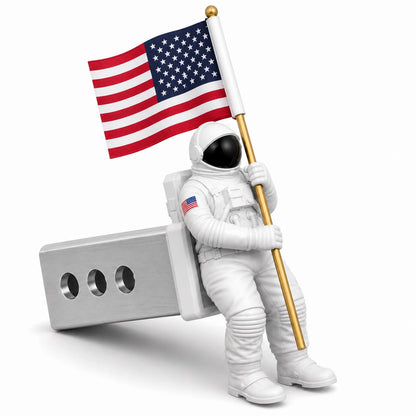 Astronaut Hitch Cover with Waving American Flag – Patriotic Space Truck Accessory