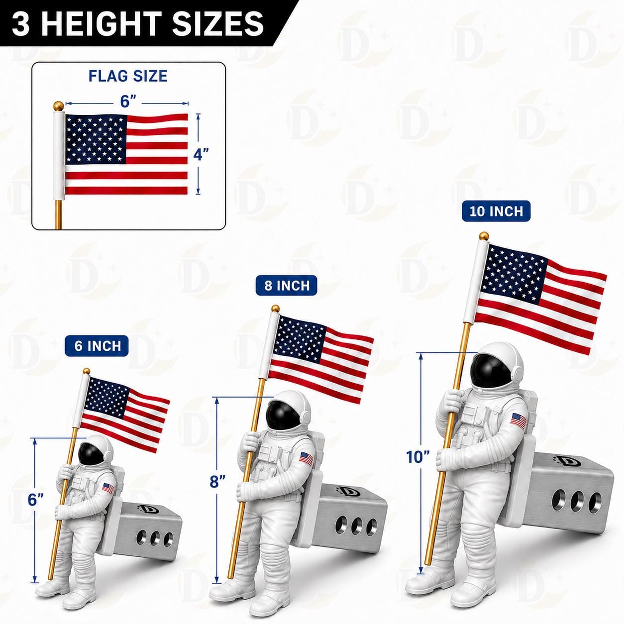 Astronaut Hitch Cover with Waving American Flag – Patriotic Space Truck Accessory