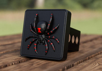 Widow Spider Hitch Cover, Raised 3D Black and Red Truck Accessory