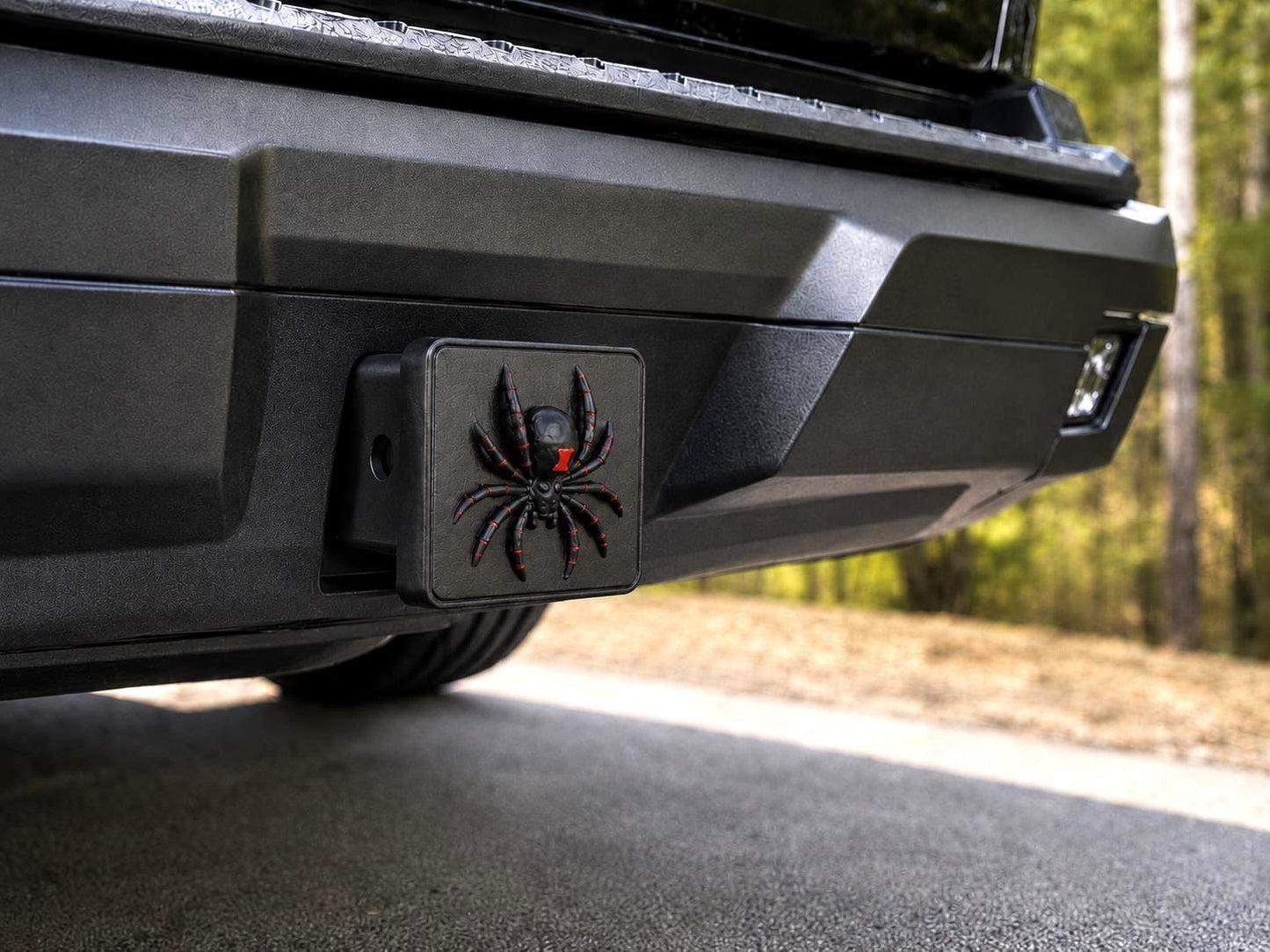 Widow Spider Hitch Cover, Raised 3D Black and Red Truck Accessory