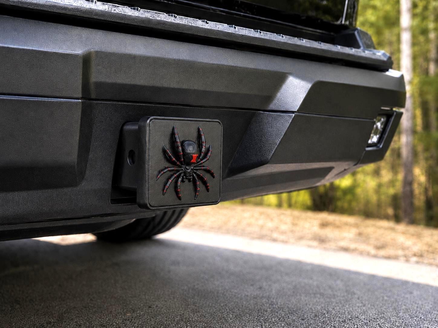 Widow Spider Hitch Cover, Raised 3D Black and Red Truck Accessory