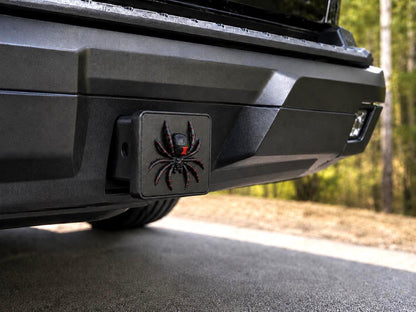 Widow Spider Hitch Cover, Raised 3D Black and Red Truck Accessory