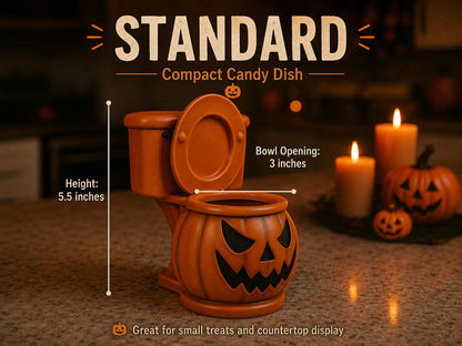 Halloween Toilet Bowl Pumpkin Candy Dish – Airbrushed Resin Jack-O’-Lantern Candy Holder – Spooky Fall Decor