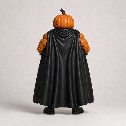 Jack-O'-Lantern 10-Inch Hand painted Figurine, 3D Printed Halloween Pumpkin Superhero with LED Option